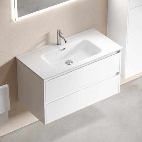 Тумба под раковину Sancos Libra LB90W 89х45х50 подвесная цвет белый - фото 5